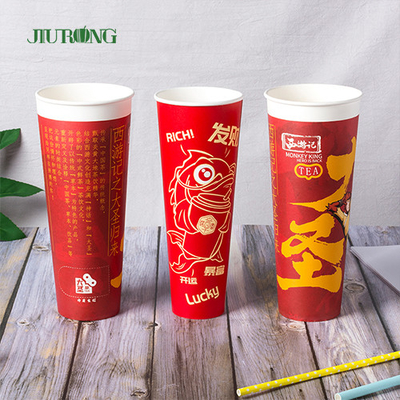 biologisch abbaubare gewölbte Papier-Schale der Kräuselungs-16oz mit Winkel- des Leistungshebelsdeckel