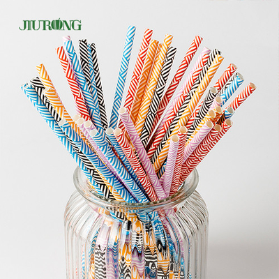 Buntes biologisch abbaubares Wegwerfpapier, das Straw Striped Pattern Food Grade trinkt