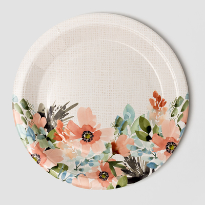 Wegwerfblumen-Abendessen-Nachtisch-Pappteller Valentine Day Theme Party Supplies