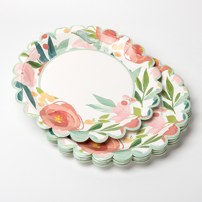 Wegwerfblumen-runder Pappteller-Valentine Day Party Supplies Tableware-Nahrungsmittelgrad