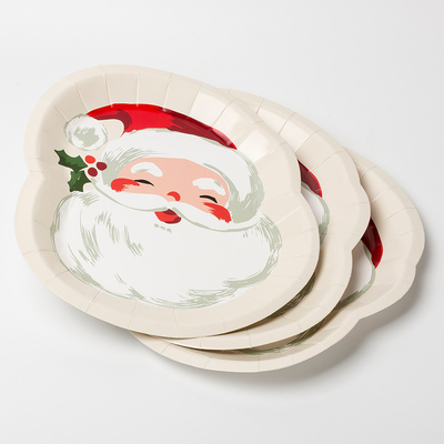 Spezielle Form FDA-Wegwerfpappteller-Santa Claus Christmas Party Supplies Sets