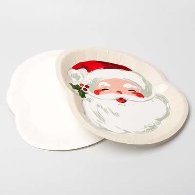 Spezielle Form FDA-Wegwerfpappteller-Santa Claus Christmas Party Supplies Sets