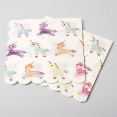 Esszimmer-biologisch abbaubares Wegwerftischbesteck-festliche Partei Unicorn Paper Napkin