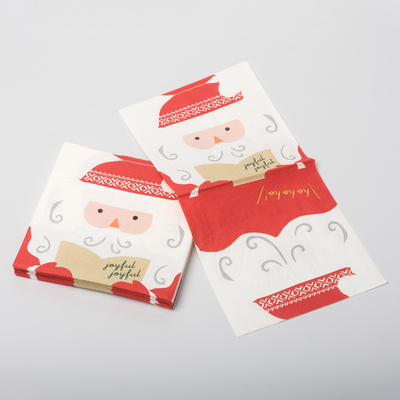 Kundenspezifischer Druck-Santa Claus Christmas Paper Napkins Party-Versorgungs-Satz