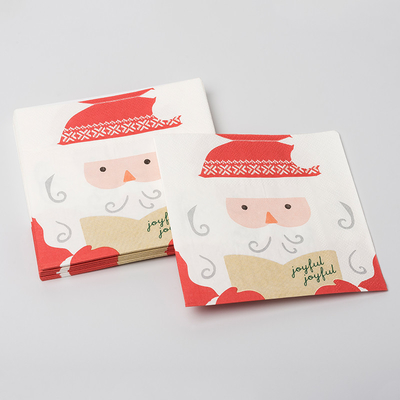 Kundenspezifischer Druck-Santa Claus Christmas Paper Napkins Party-Versorgungs-Satz