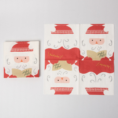 Kundenspezifischer Druck-Santa Claus Christmas Paper Napkins Party-Versorgungs-Satz