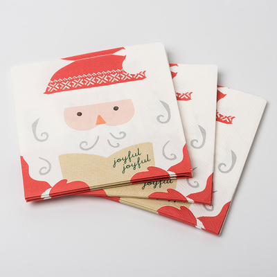 Kundenspezifischer Druck-Santa Claus Christmas Paper Napkins Party-Versorgungs-Satz
