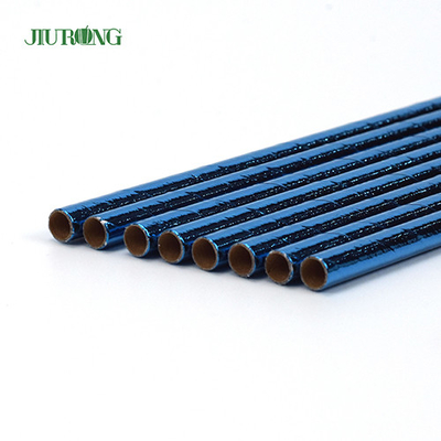 Blau beschichtete biologisch abbaubares Papier-Straw Disposable Straight Tube Custom-Logo