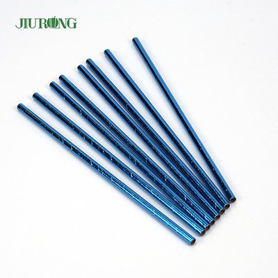 Blau beschichtete biologisch abbaubares Papier-Straw Disposable Straight Tube Custom-Logo