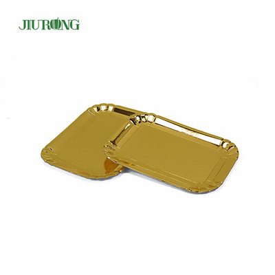 340 * 450 * 20 mm biologisch abbaubares Einweggeschirr, goldene, umweltfreundliche Pappteller