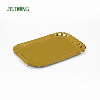 340 * 450 * 20 mm biologisch abbaubares Einweggeschirr, goldene, umweltfreundliche Pappteller