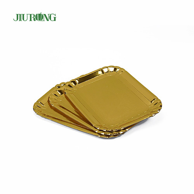 340 * 450 * 20 mm biologisch abbaubares Einweggeschirr, goldene, umweltfreundliche Pappteller