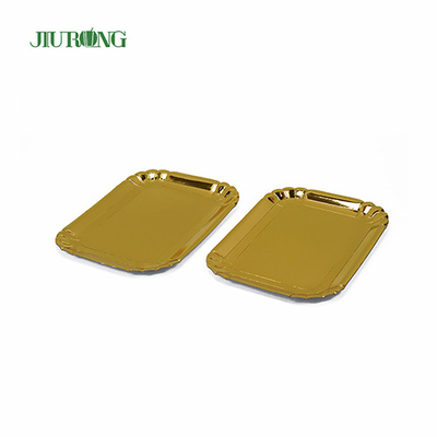 340 * 450 * 20 mm biologisch abbaubares Einweggeschirr, goldene, umweltfreundliche Pappteller