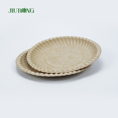 Recycelbarer, biologisch abbaubarer Lebensmittelbehälter aus Zuckerrohr, umweltfreundlich, runde Platte, 258 mm