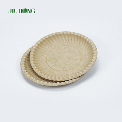 Recycelbarer, biologisch abbaubarer Lebensmittelbehälter aus Zuckerrohr, umweltfreundlich, runde Platte, 258 mm