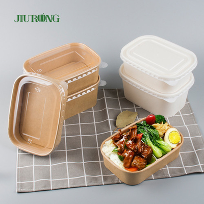 Einzelne Wand nehmen die Nahrungsmittelbehälter-Kraftpapier-Salat-Schüssel weg, die mit HAUSTIER Deckel verpackt