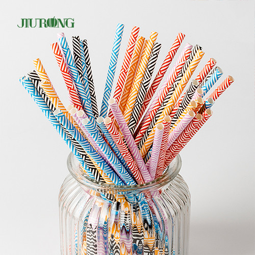 Buntes biologisch abbaubares Wegwerfpapier, das Straw Striped Pattern Food Grade trinkt